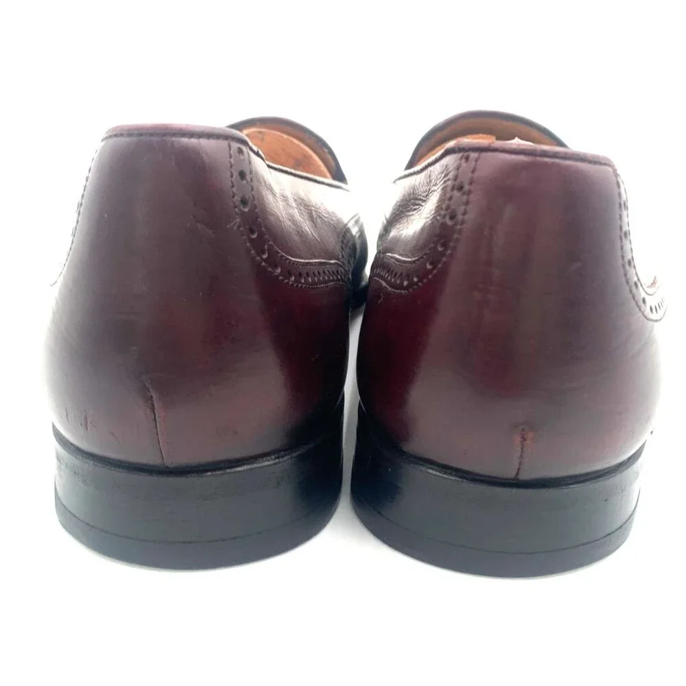 Mezlan Havana Burgundy Leather Tassel Cap Toe Slip On Loafer Shoes Men's SZ 9.5B